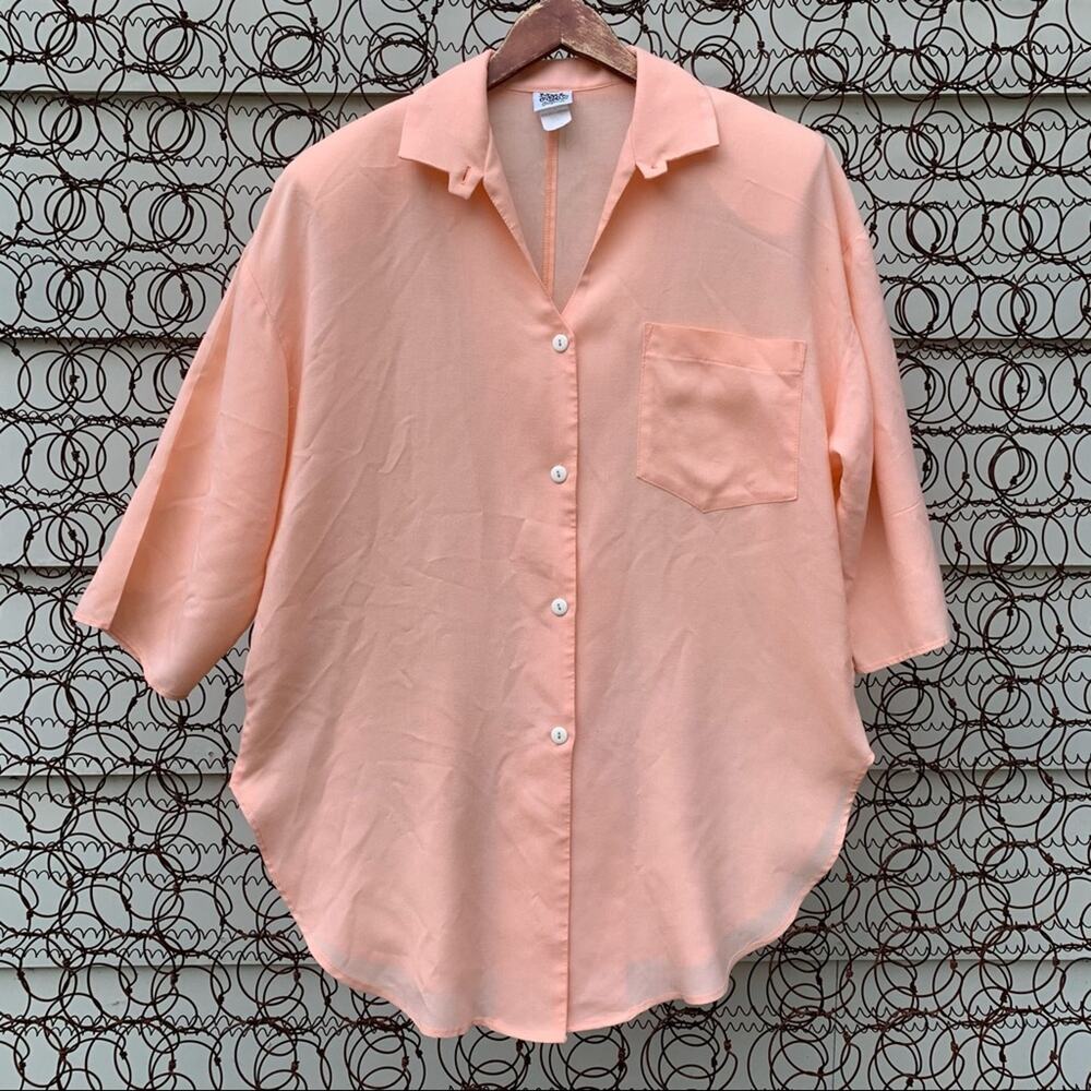 Vintage 90s Miss Oops peach oversized tunic blouse Size 12/L